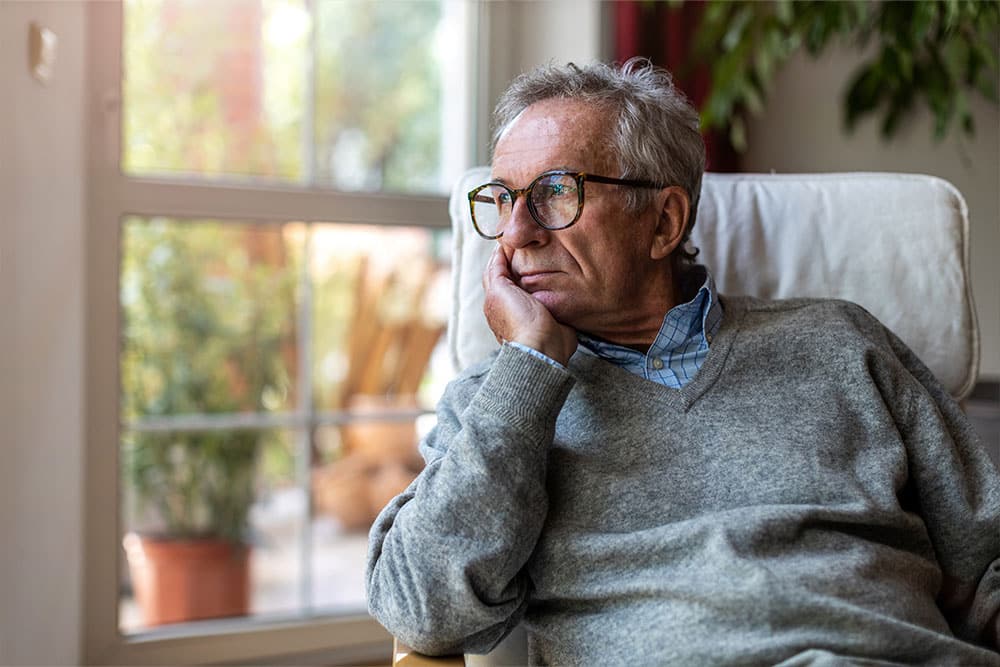 Man experiencing bereavement