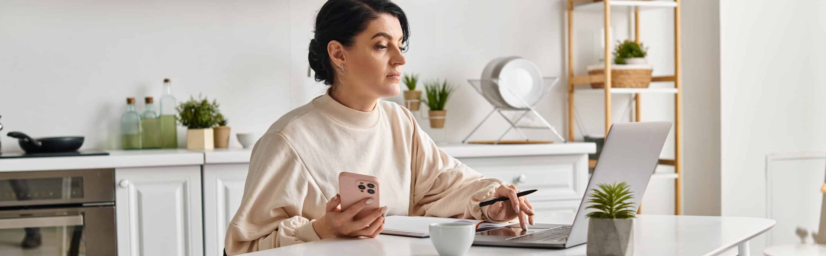 A woman working flexible hours at home